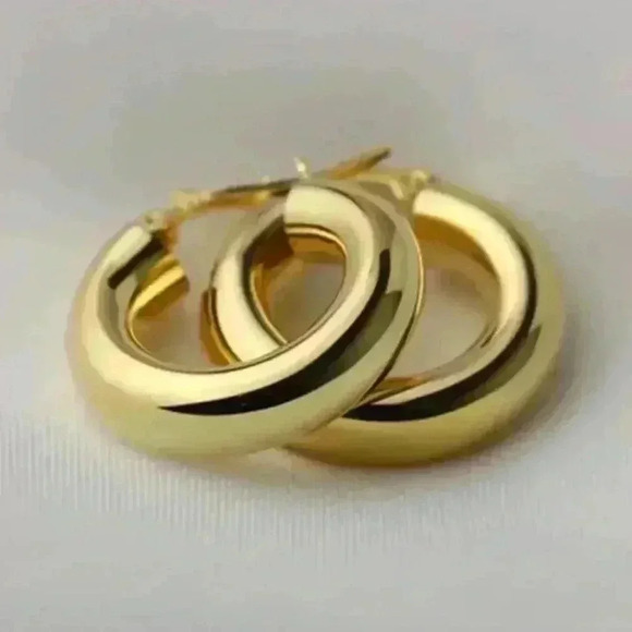 Modest Lu Jewelry - COPY - Gold Tube Chunky Hoop Earrings